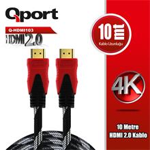 Qport Q-Hdmı103 10 Metre 2.0V 4K  Altın Uçlu Örgülü Kablo