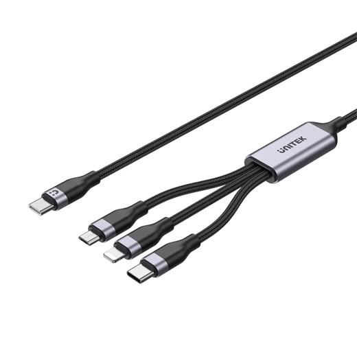 Unıtek Type-C 3İn1 Hızlı Şarj Kablosu 1.5Mt 20W Mıcro Usb, Type-C, Lıghtnıng (C14101Agy01-1.5M)