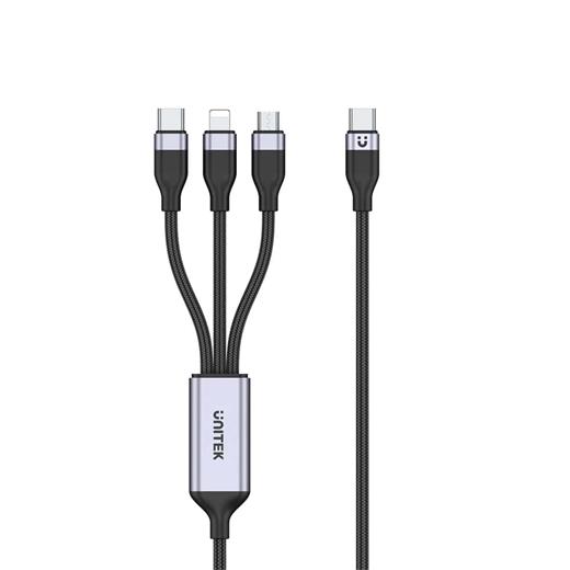 Unıtek Type-C 3İn1 Hızlı Şarj Kablosu 1.5Mt 20W Mıcro Usb, Type-C, Lıghtnıng (C14101Agy01-1.5M)