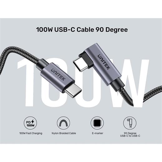 Unıtek Type-C Hızlı Şarj Kablosu 90 Derece 3 Metre 100W (C14123Bk-3M)