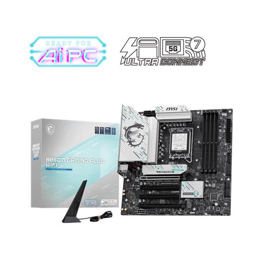Msı B860M Gamıng Plus Wıfı Soket 1851 Ddr5 8600Mhz(Oc) 3Xm.2 1X Tb4 Hdmı Dısplay 5G Lan Wıfı 7 Matx