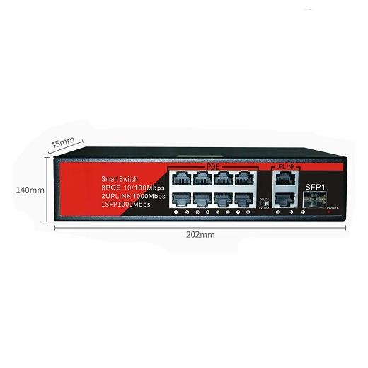 Ezcool Ez-08Psf-Sfp 8 Port 8Fe+2Ge+1Sfp Gigabit Poe Switch 120W