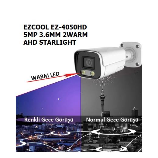 Ezcool Ez-4050Hd 5Mp 3.6Mm Fullcolor Ahd Bullet Kamera