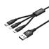 Unıtek Usb-A 3İn1 Hızlı Şarj Kablosu 1.2Mt 2.4A Mıcro Usb, Type-C, Lıghtnıng (C14049Bk)